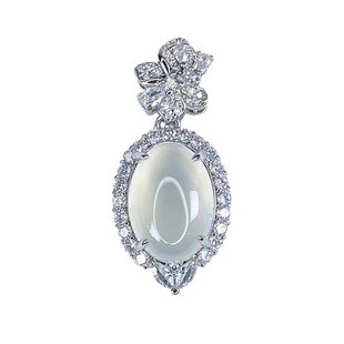 冰种玉髓吊坠子女款翡翠色戒指镶嵌银色指环宝玉石玛瑙项链子挂件