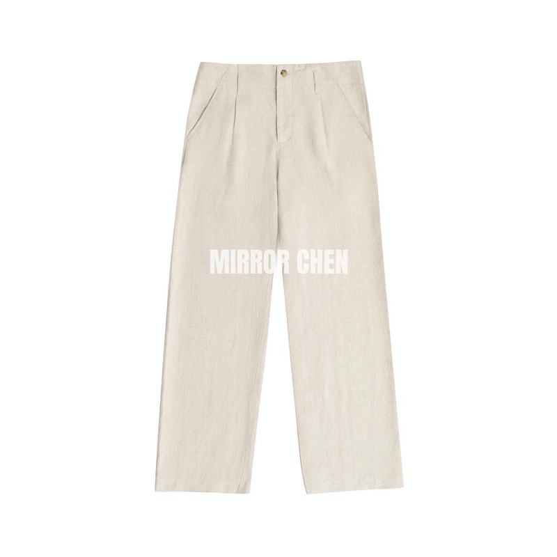 MIRROR CHEN酵洗雨露麻重磅老钱风松弛度假休闲百搭西裤长裤男