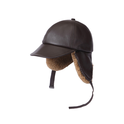 mrduck高定头层绵羊皮棒球帽护耳