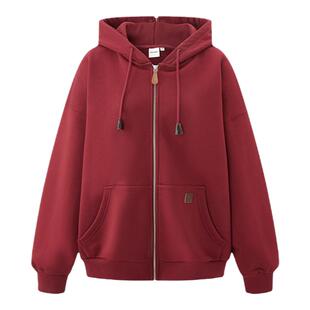 MOUSSY秋季新品美式复古纯色拉链连帽卫衣外套028IAZ80-1005