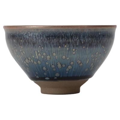 万仟堂手工拉坯蓝油滴薄胎建盏