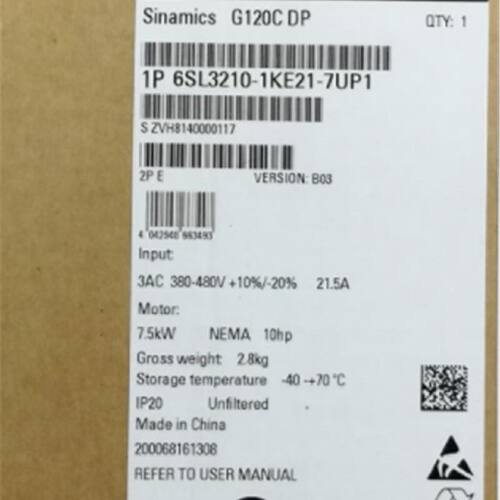 议价6SL3210-1KE21-7UP1西门子G120变频器标称功率6SL32101KE217U