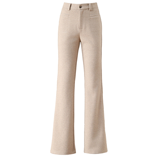 毛呢微喇裤女2025秋冬季新款加绒加厚高腰羊毛直筒喇叭休闲长裤子