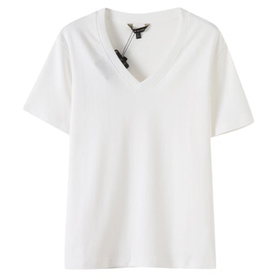纯色基础百搭款显瘦V领通勤休闲2025夏季新款短袖亲肤女T恤L765