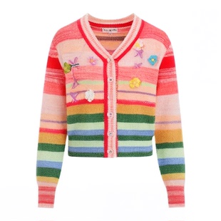 CLOUDSEASON彩虹步道开衫毛衣针织开衫女春秋上衣2026早春新款