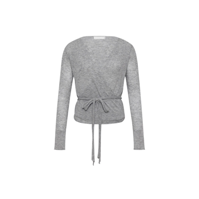 设计感绑带v领羊毛针织衫