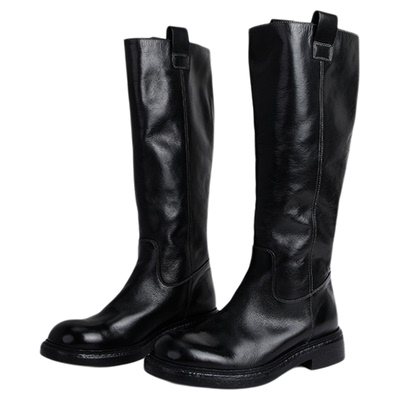 MantenerGran水洗牛皮重工骑士靴女靴子长筒靴不过膝高靴 MG女鞋