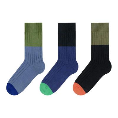 粗针中筒袜撞色拼接毛线袜潮拼接