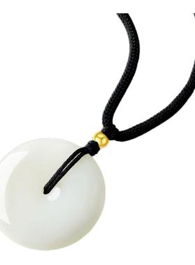 18K金和田玉吊坠白玉平安扣