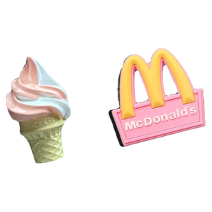 创意麦当劳掉落的冰淇淋粉色M后尾标志汽车外装饰贴纸小配饰挂件