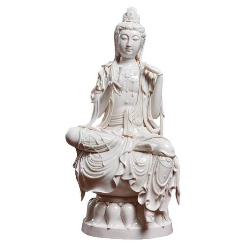 戴玉堂陶瓷摆件《静虑自在水月观音》郑金星佛像供奉家用艺术品