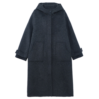 配送包双色长款羊毛双面呢大衣