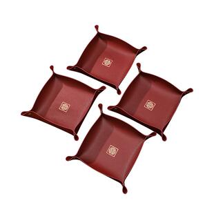 皮质早生贵子果盘结婚压床喜糖盒摆件装饰婚礼红色干果盘婚庆用品