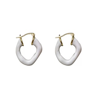 lisa同款欧美彩色几何耳环珐琅法式小众简约高级感百搭彩色耳饰女