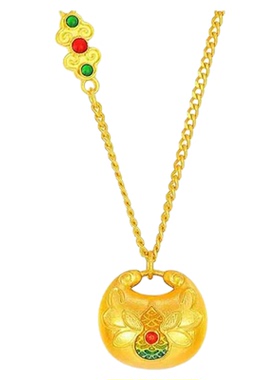 沙金圆球吊坠项链国风复古