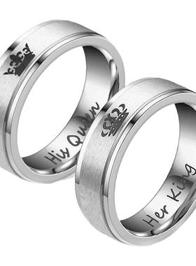 国王和王后情侣戒指对戒新款king queen皇冠时尚戒指韩版男女指环