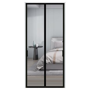 2024新款门帘防蚊全磁条沙窗门家用卧室高档母婴级魔术贴纱门黑色