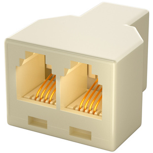 沃迪特电话一分二分线器接线盒座机固话直通RJ11双三通延长对接头