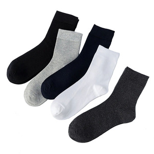 袜子男士中筒纯色防臭吸汗透气薄款短袜春夏季男长袜黑色商务男袜