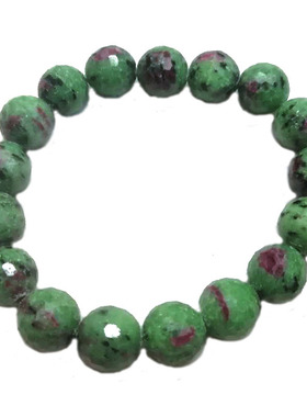 天然红绿宝刻面原石招财手串手链