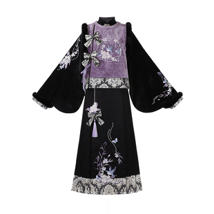 新中式汉服冬装岁岁燕回绝美马面裙明制改良原创中国风马甲套装女