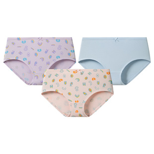 3条装SCHIESSER舒雅女童大小童棉质INS风趣字母印花亲肤三角内裤