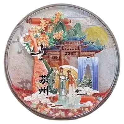 中国城市流沙冰箱贴磁吸贴