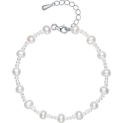 周六福S925银珍珠手链优雅时尚大小淡水珍珠手串送女友节日礼物