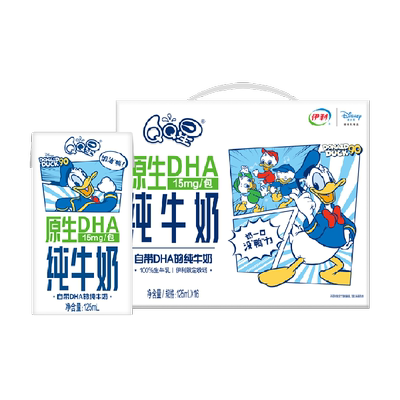 QQ星原生DHA纯牛奶125ml*16盒