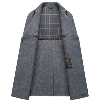 恒源祥羊绒毛呢大衣中长款风衣男