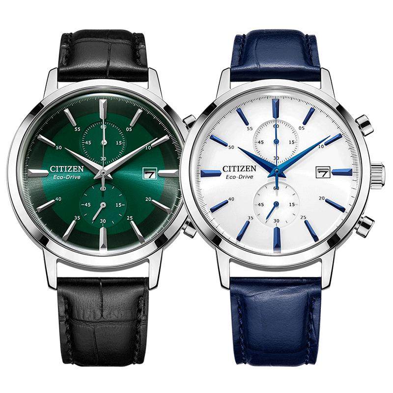 【自营】西铁城手表男光动能商务计时休闲小牛皮带男表CA7069-24X