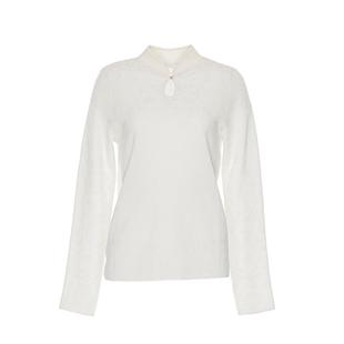 花木深中国风上衣提花针织衫女早秋水滴领内搭新中式老钱风打底衫