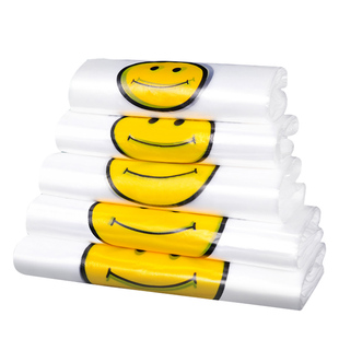 笑脸加厚塑料袋批发透明方便袋外卖水果家用背心打包超市购物袋