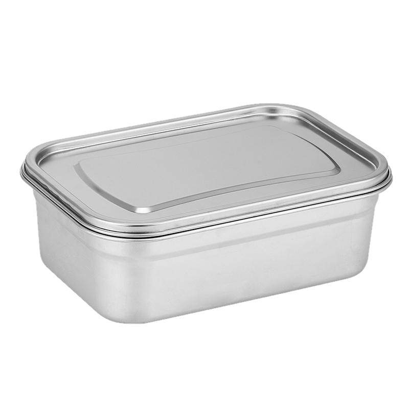 商用304不锈钢食品级保鲜盒大容量厨房冰箱密封收纳储存方盆饭盒