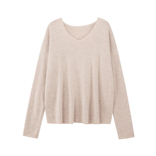 PRE PREWORKS随性松弛感 大廓形V领软糯套头安哥拉绒羊毛毛衣