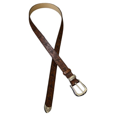 DFDG中古棕色蝴蝶压花针扣腰带