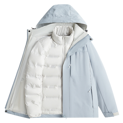 稻草人2025新款户外三合一冲锋衣女防风保暖羽绒服90%鸭绒外套男