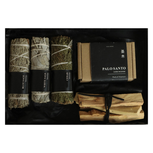 鼠尾草熏香套装礼盒家用卧室内瑜伽冥想香薰圣木雪松净化生日礼物