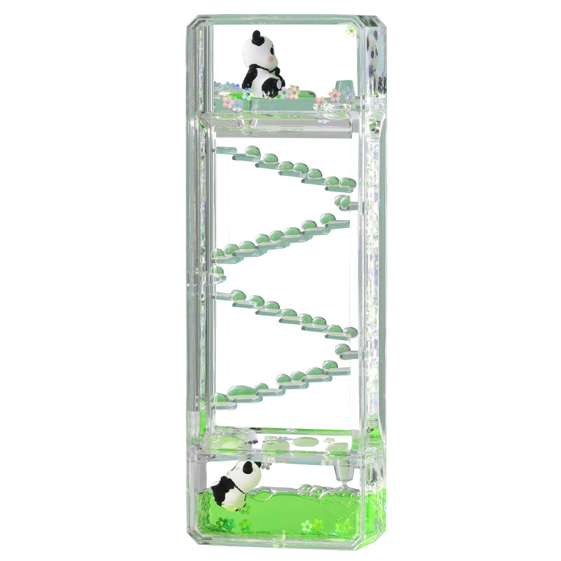 熊猫油滴情绪稳定治愈小摆件创意办公桌面工位解压神器沙漏计时器