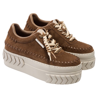 fed复古厚底鞋女春季新款女鞋增高板鞋绒面休闲鞋女款S1222-YA031