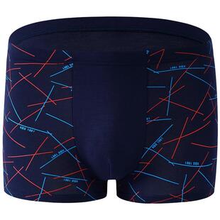 男士内裤纯棉平角莫代尔透气青年潮四角裤加肥佬加大码宽松短裤头