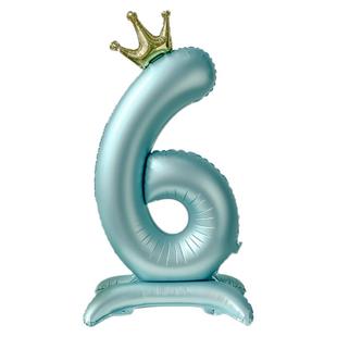 40寸带底座大号蓝色数字铝膜气球生日装饰场景布置男女孩周岁拍照