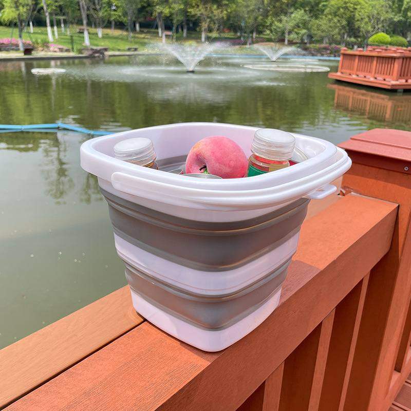 5L折叠方水桶便携式户外折叠桶钓鱼桶装水桶车载活鱼桶桶旅行伸缩