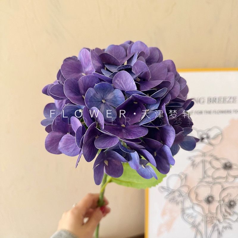 3D打印绣球手感仿真花 高档软装家居摆放高枝蓝紫色复古油画绣球