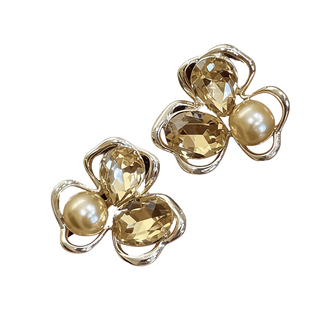 香槟鸢尾花耳钉女2026新款爆款小众设计感耳环百搭气质高级感耳饰