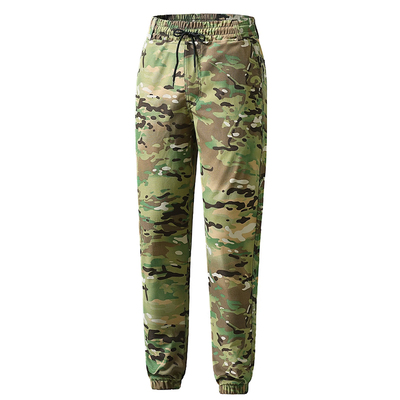 夏男户外战术迷彩速干裤微弹力修身工装多口袋束脚耐磨透气登山裤