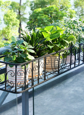 简约阳台栏杆花架置物架悬挂挂式壁挂窗台室外护栏多肉铁艺花盆架
