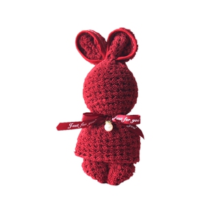 礼物logo定制送业主客户餐厅活动期末节小礼品珍珠兔毛巾伴手礼