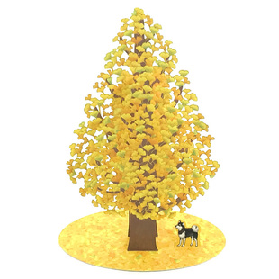 日式秋天立体贺卡银杏树黑柴新年心意礼物女友男友生日祝福卡片