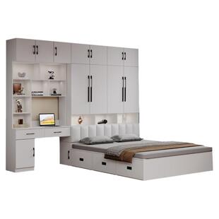 衣柜床一体小户型卧室组合多功能床带书桌家用儿童床实木榻榻米床